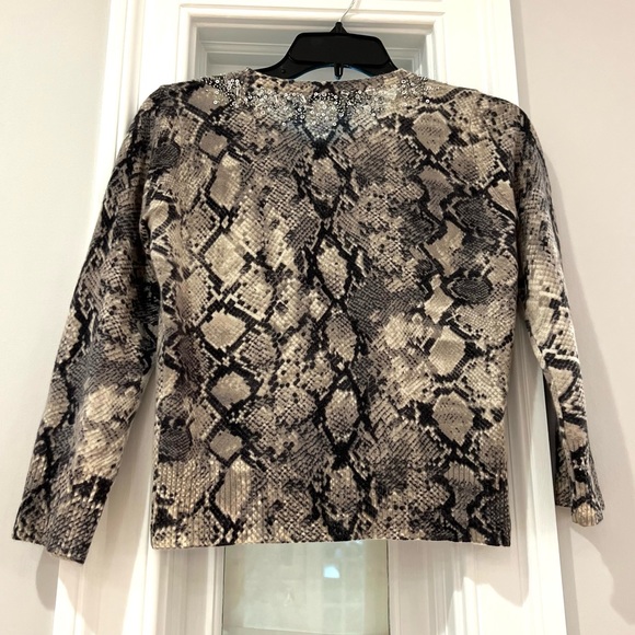 ROBERT RODRIGUEZ Grey Ivory/ Ivory Cashmere Bead / Python Sweater Cardigan - Picture 9 of 12